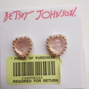 Betsey Johnson New Pink Heart Earrings